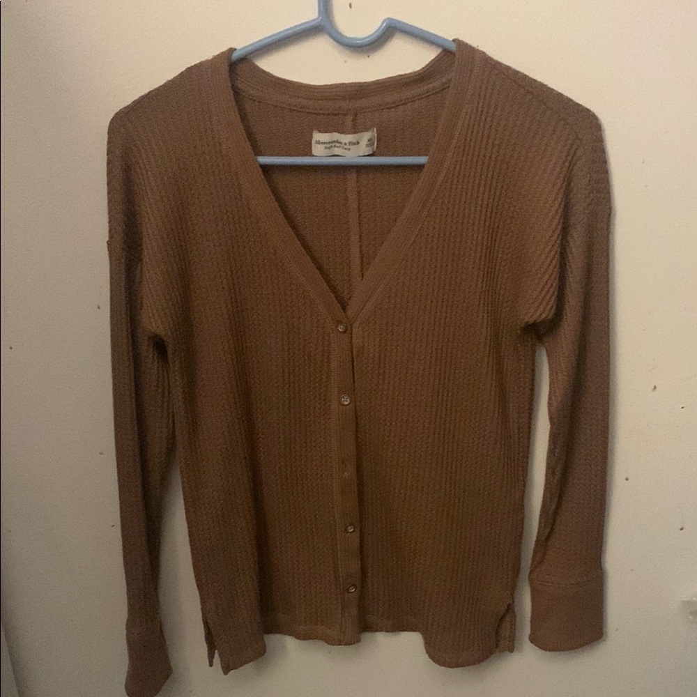 Abercrombie & Fitch Light Copper Soft Cozy Cardigan Sweater V-Neck Ribbed SZ XS